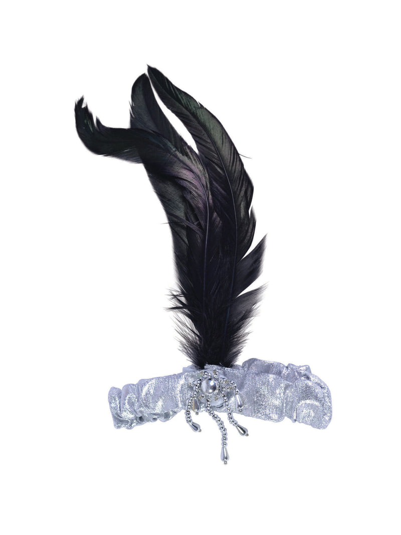 Silver Headband With Black Feathers Costume Accessory