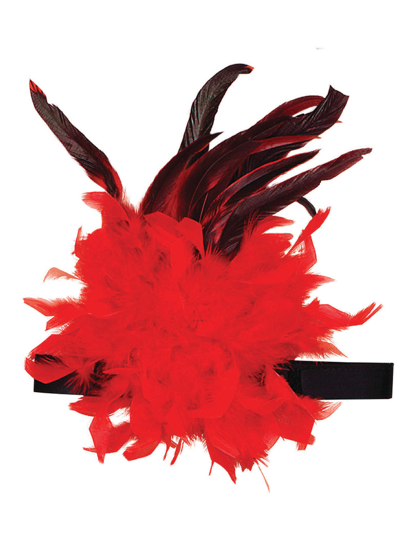 Red & Black Charleston Headband With Feathers Costume Accessory