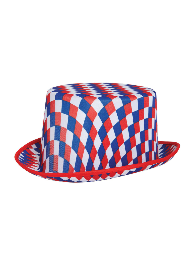 Red, White & Blue Chequered Top Hat