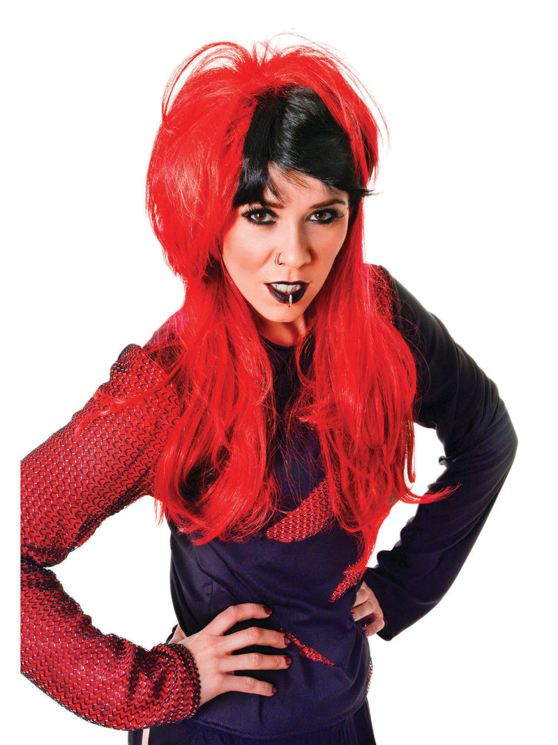 Red & Black Ladies Punk Wig