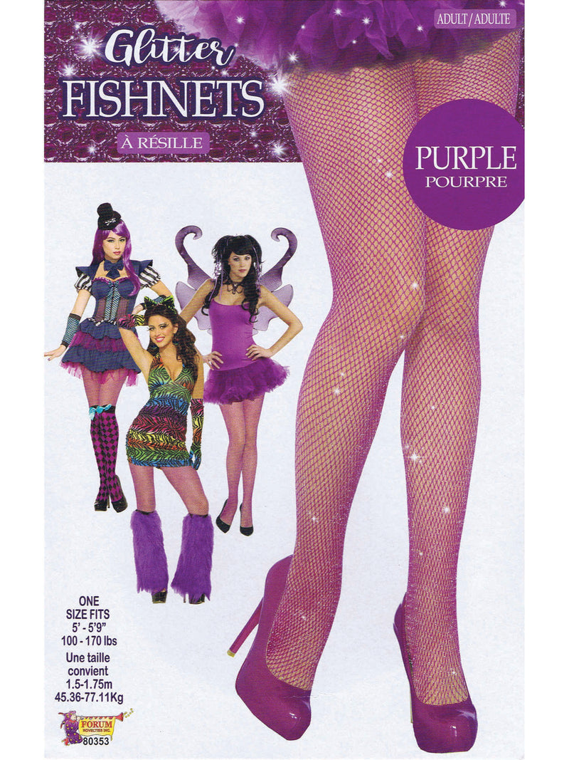 Purple Glitter Fishnet Stocking Costume Accessory